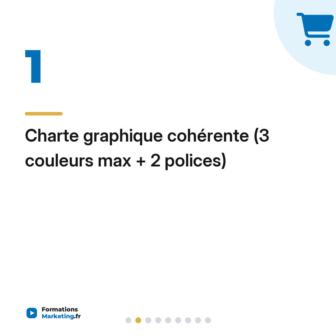 Charte graphique cohérente (3 couleurs max + 2 polices)