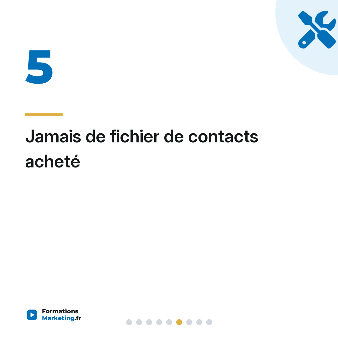 Jamais de fichier de contacts acheté