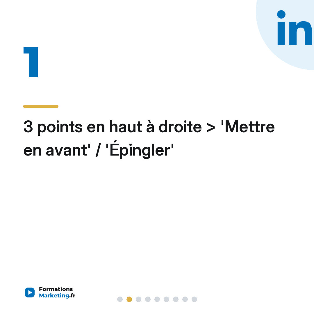 Épingler une publication sur LinkedIn : profil et page