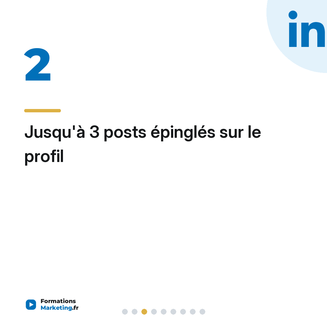 Jusqu'à 3 posts épinglés sur le profil