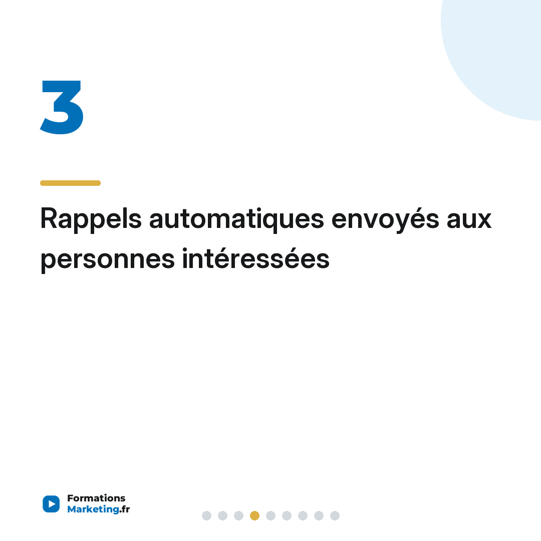 Rappels automatiques envoyés aux personnes intéressées