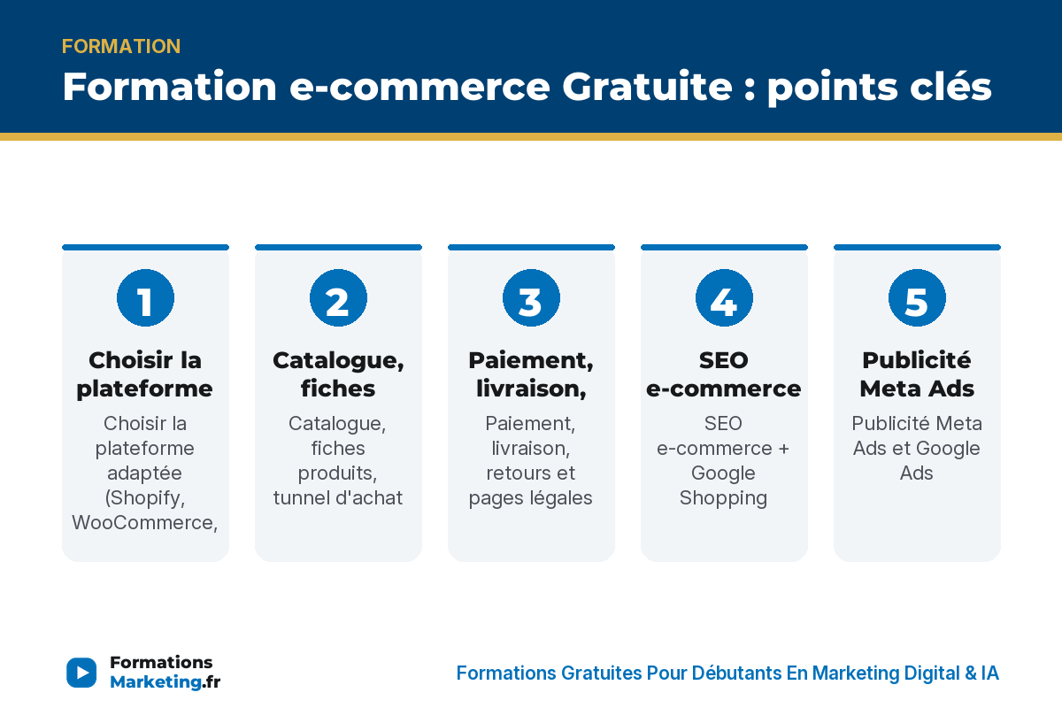 Formation e-commerce Gratuite : points clés - formationsmarketing.fr