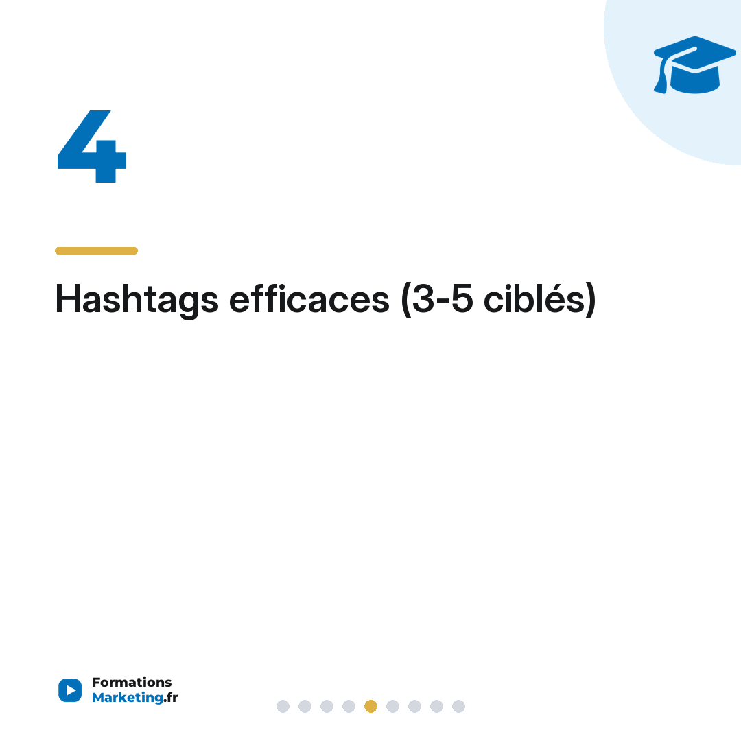 Hashtags efficaces (3-5 ciblés)