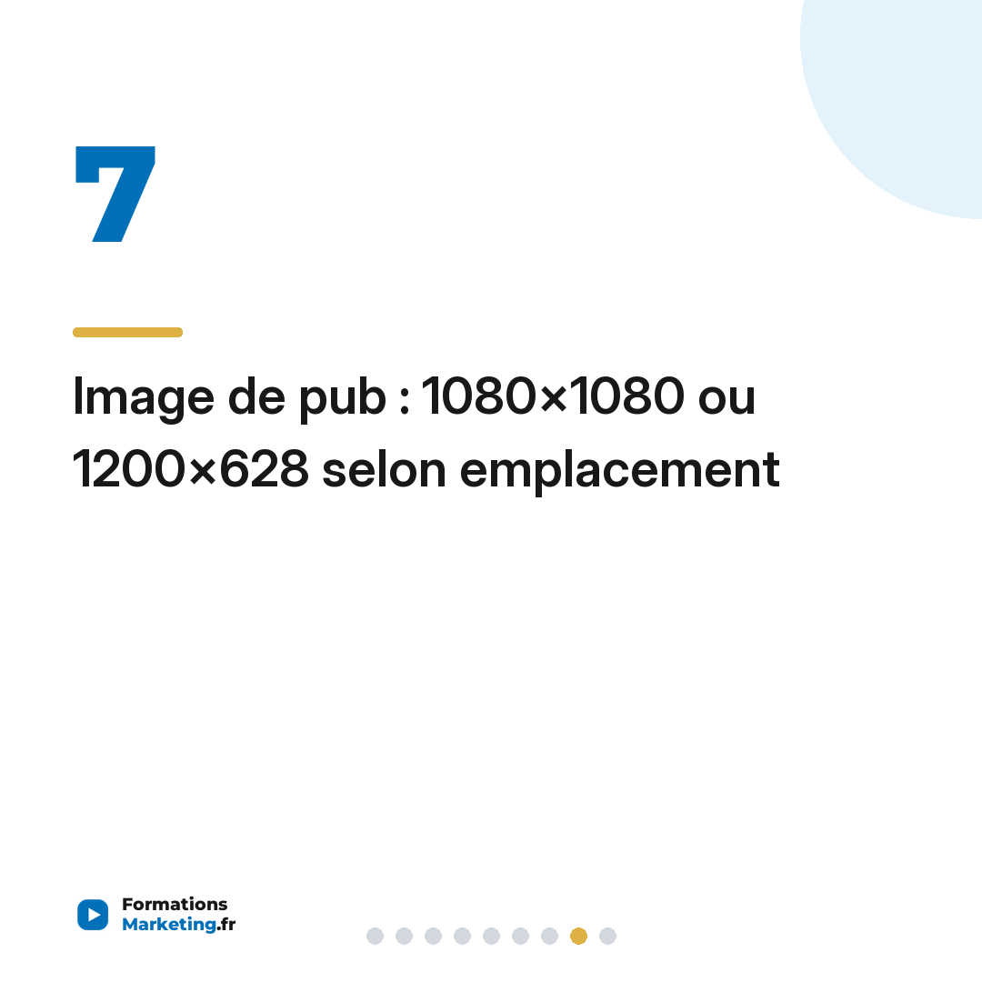 Image de pub : 1080×1080 ou 1200×628 selon emplacement