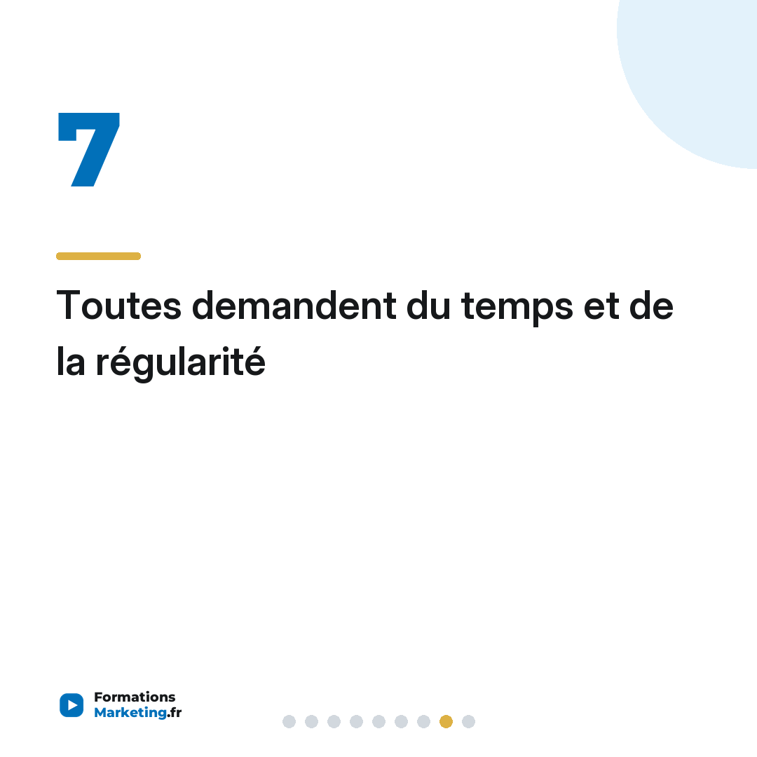 Toutes demandent du temps et de la régularité