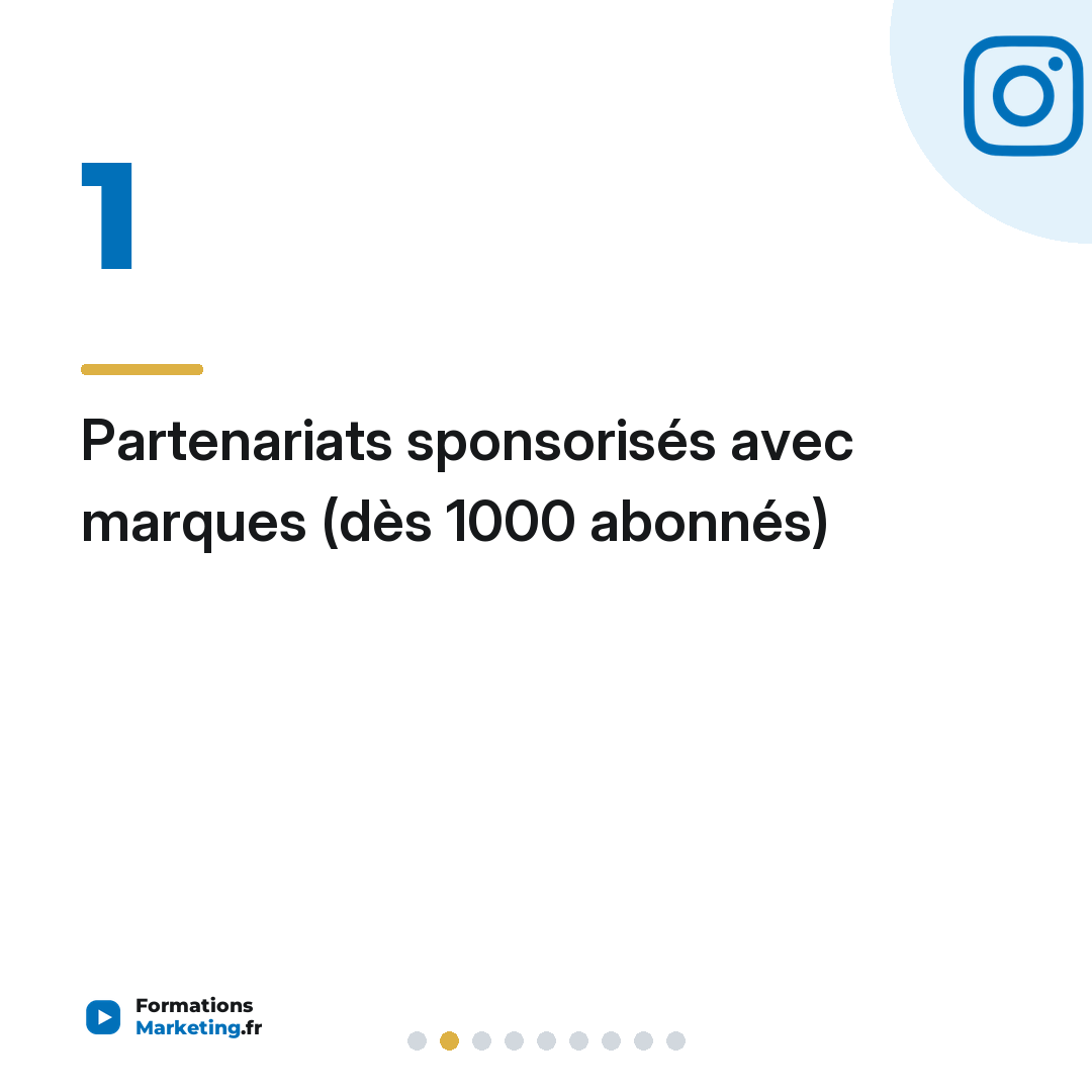 Partenariats sponsorisés avec marques (dès 1000 abonnés)