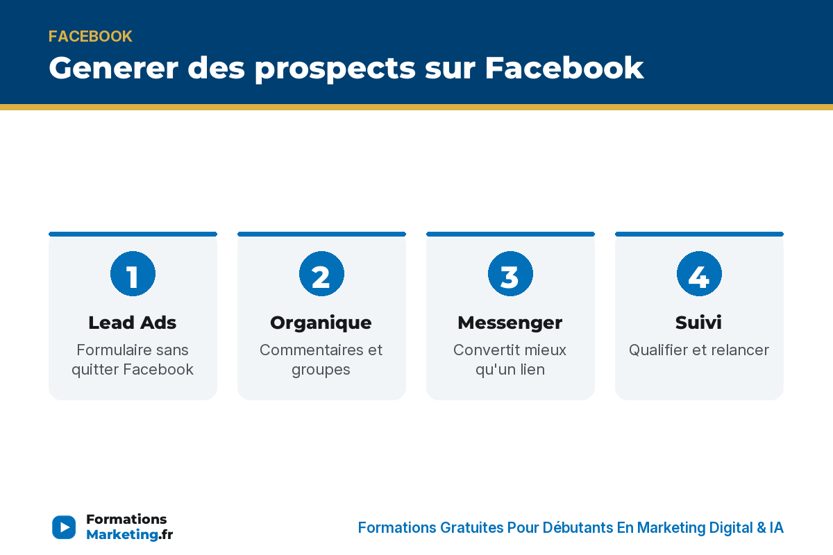 Generer des prospects sur Facebook : Lead Ads, organique, Messenger, suivi - formationsmarketing.fr