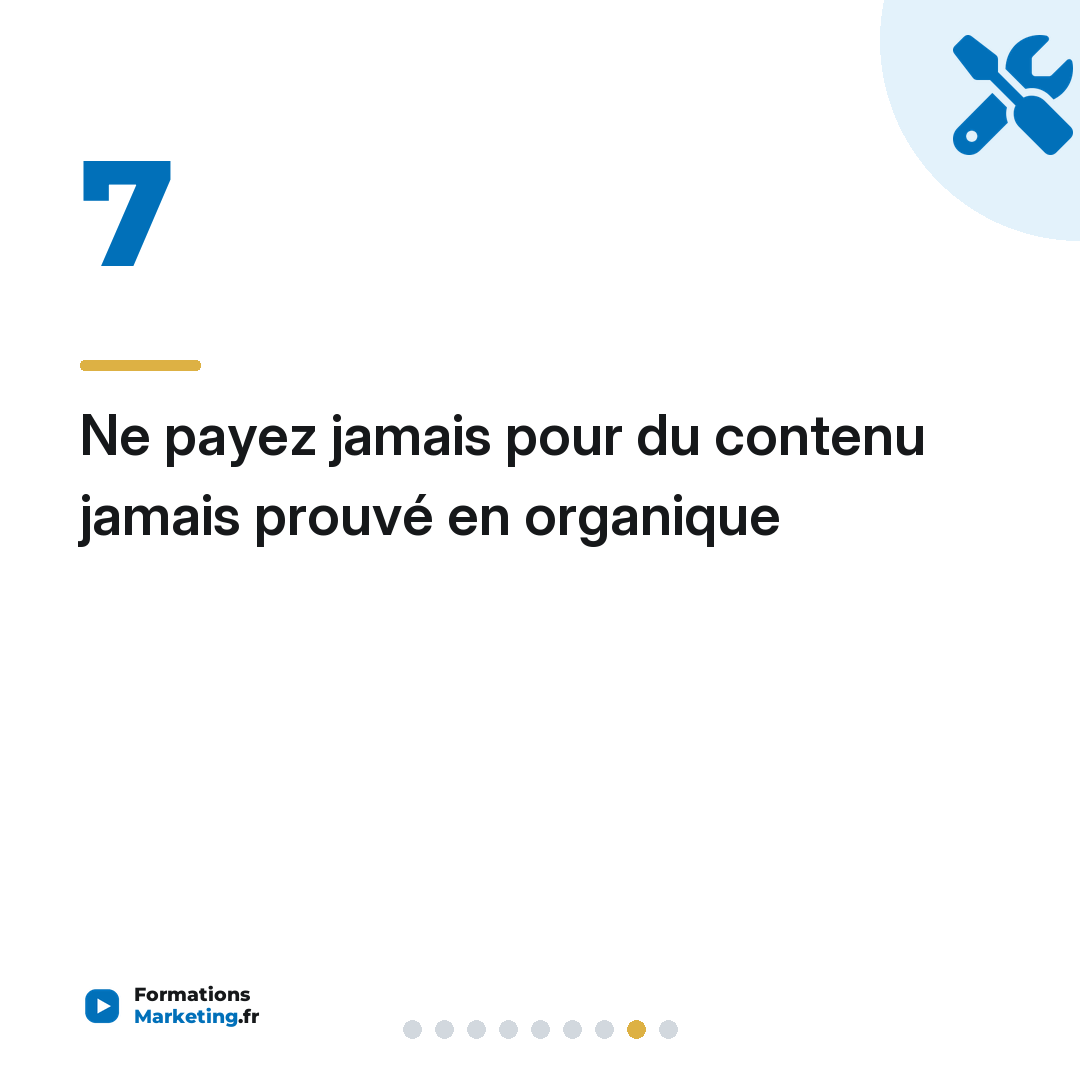 Ne payez jamais pour du contenu jamais prouvé en organique