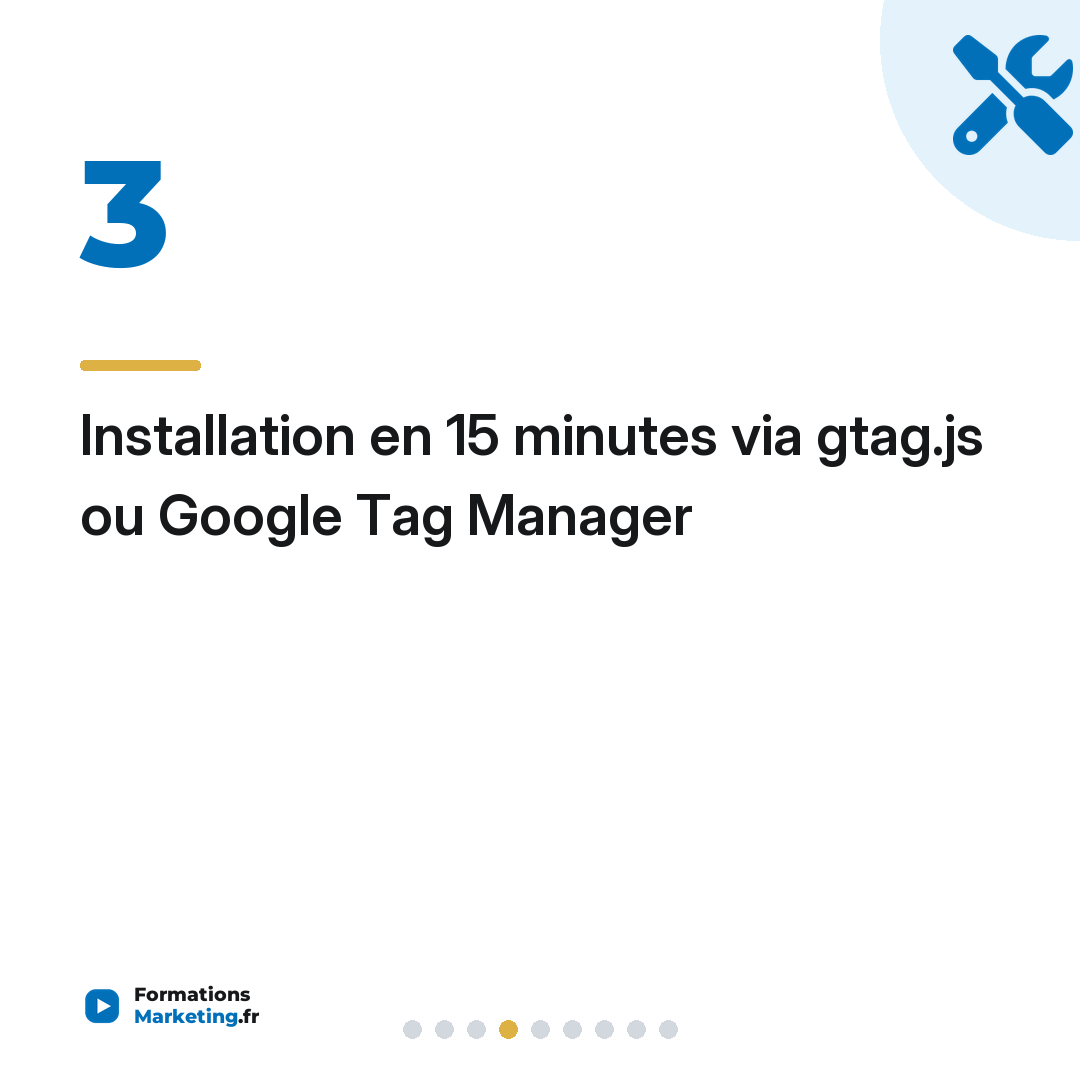Installation en 15 minutes via gtag.js ou Google Tag Manager