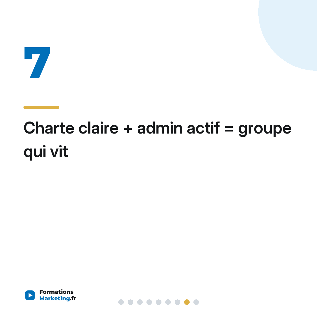 Charte claire + admin actif = groupe qui vit
