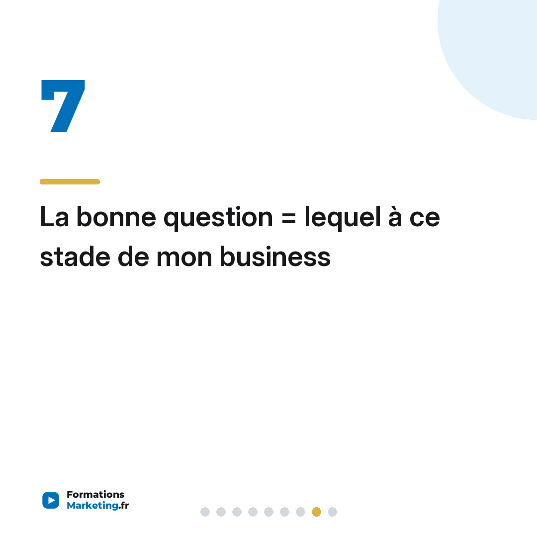 La bonne question = lequel à ce stade de mon business
