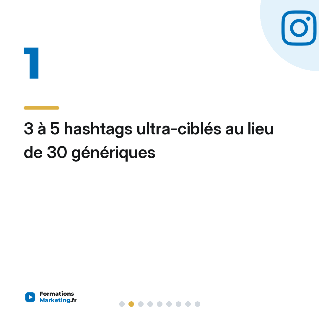 3 à 5 hashtags ultra-ciblés au lieu de 30 génériques