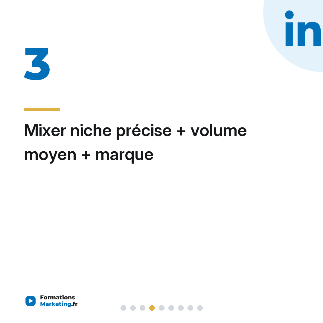 Mixer niche précise + volume moyen + marque