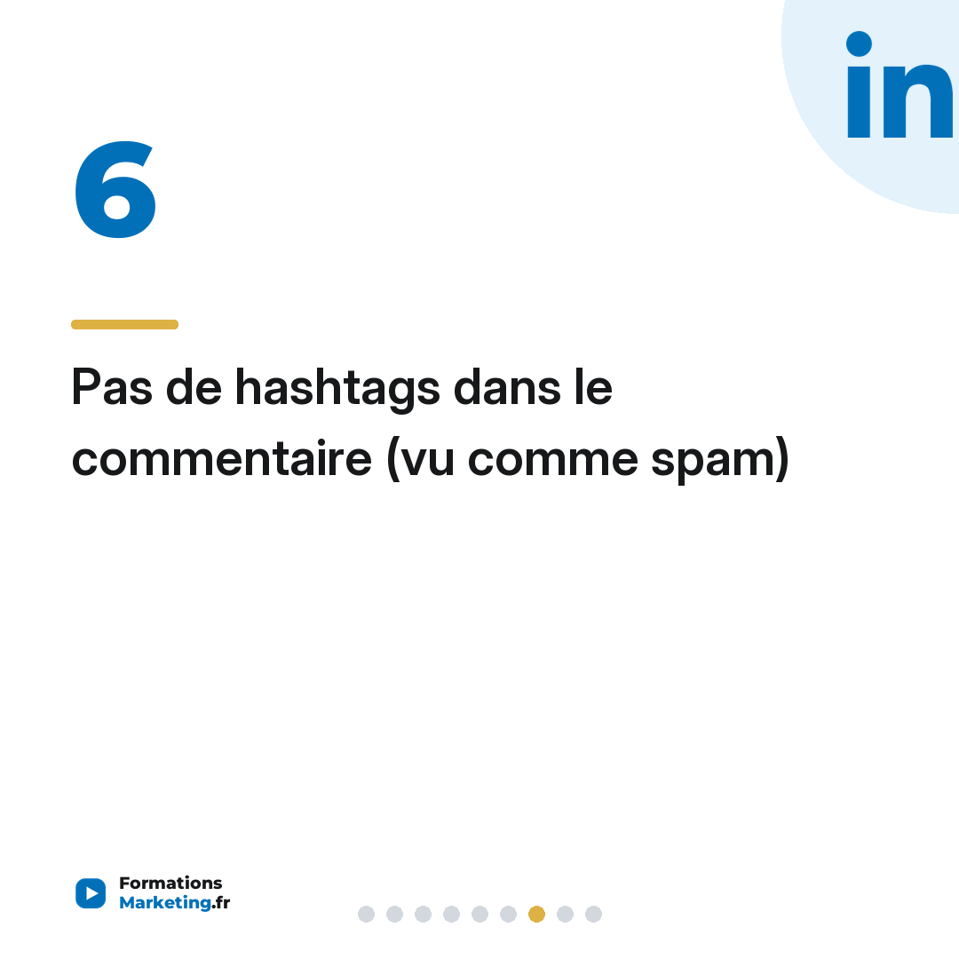 Pas de hashtags dans le commentaire (vu comme spam)