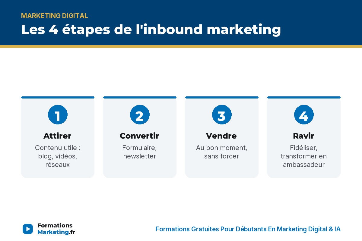 inbound marketing infographie Les 4 étapes de l'inbound marketing : attirer, convertir, vendre, ravir - formationsmarketing.fr