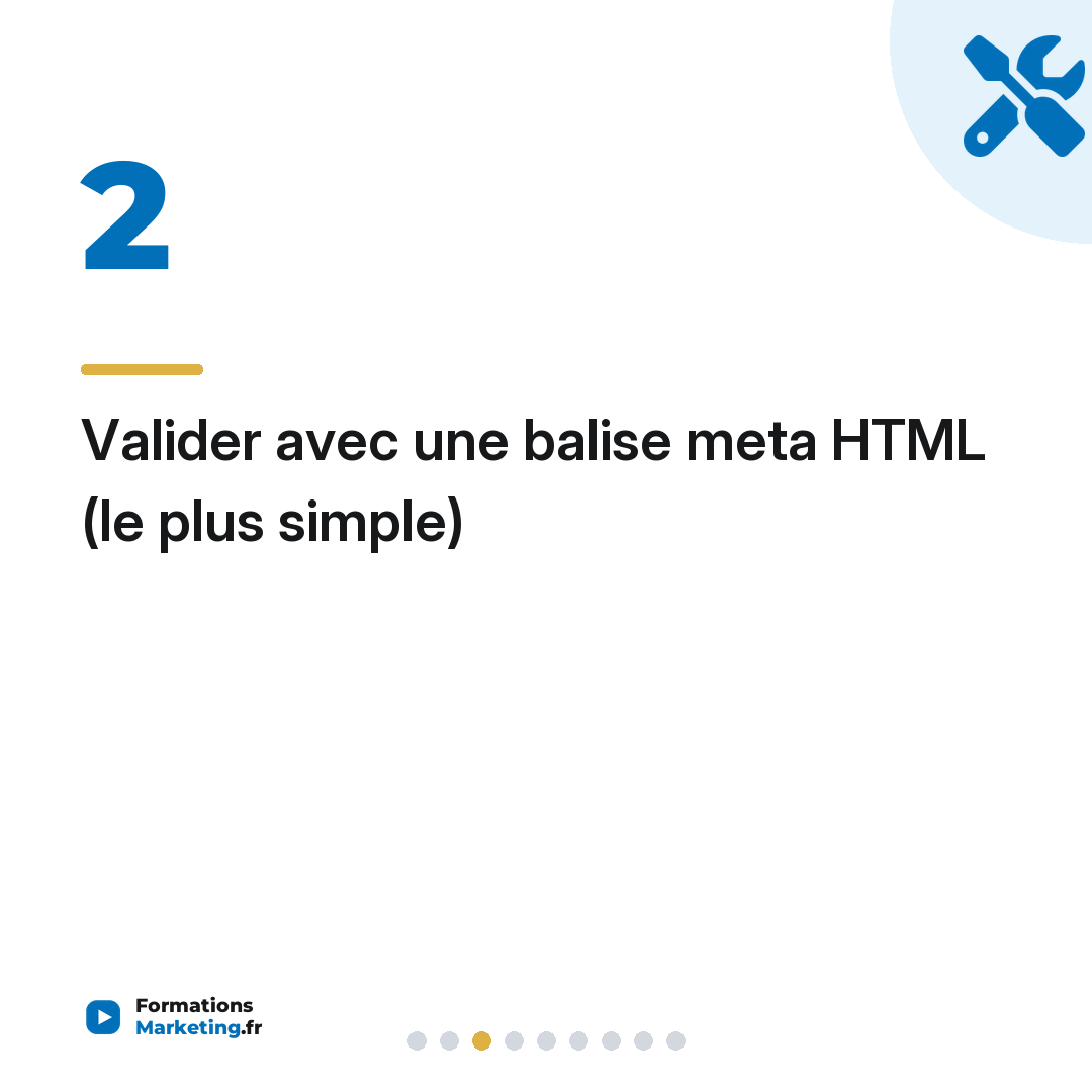 Valider avec une balise meta HTML (le plus simple)