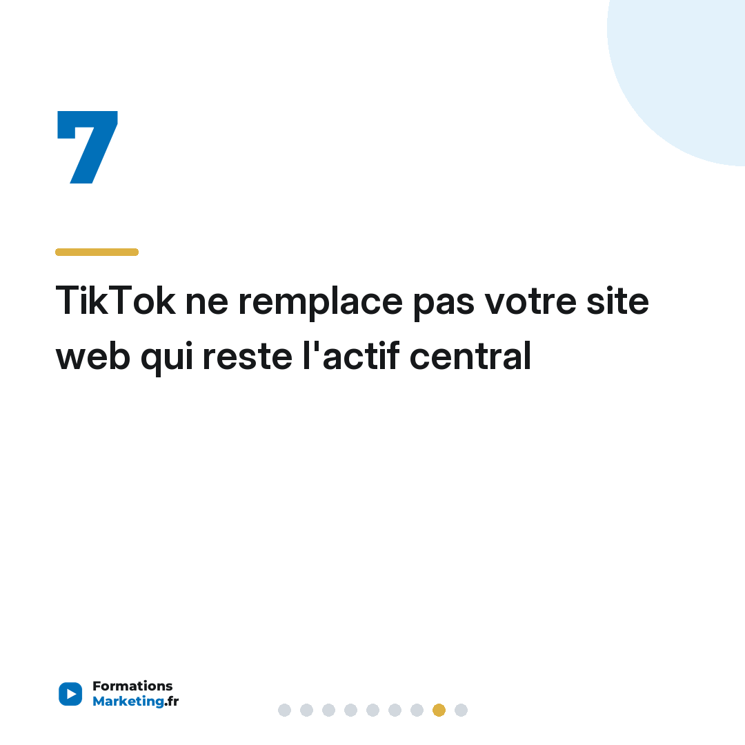 integrer tiktok strategie marketing multicanal carrousel 8 TikTok ne remplace pas votre site web qui reste l'actif central