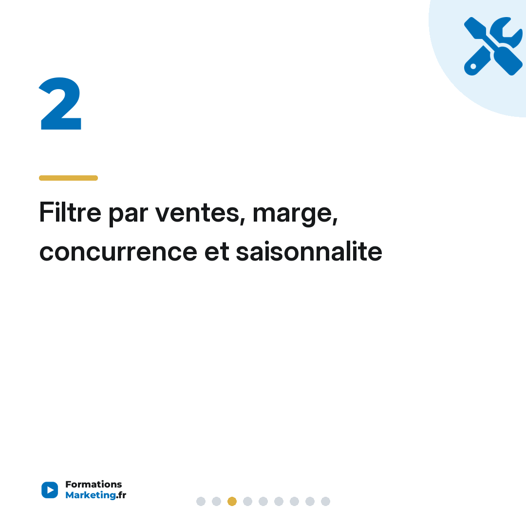 Filtre par ventes, marge, concurrence et saisonnalite