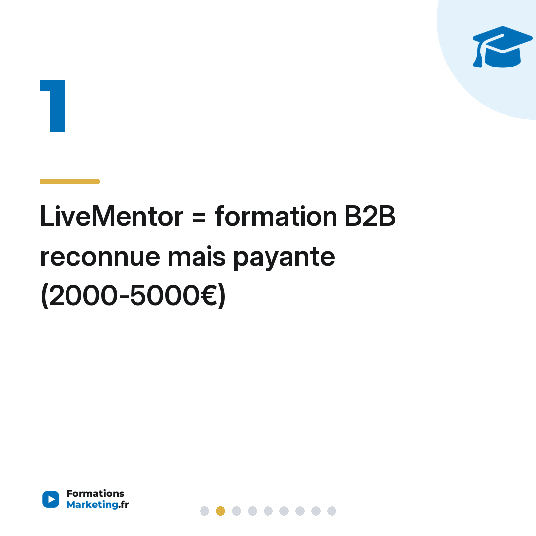 LiveMentor = formation B2B reconnue mais payante (2000-5000€)