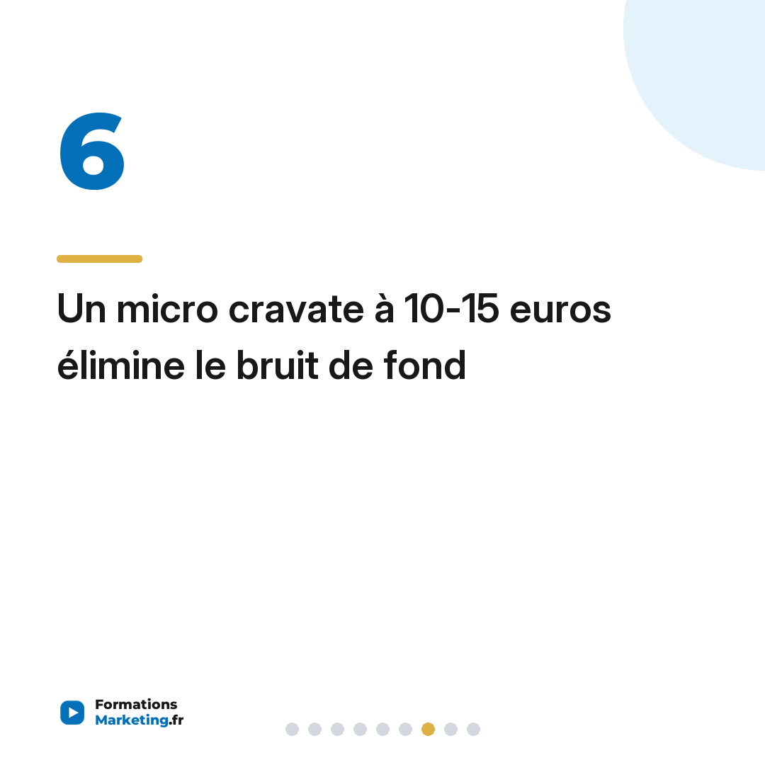 Un micro cravate à 10-15 euros élimine le bruit de fond