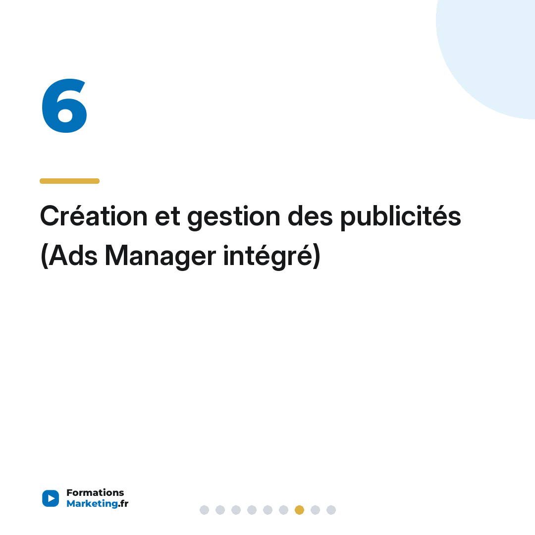 Création et gestion des publicités (Ads Manager intégré)