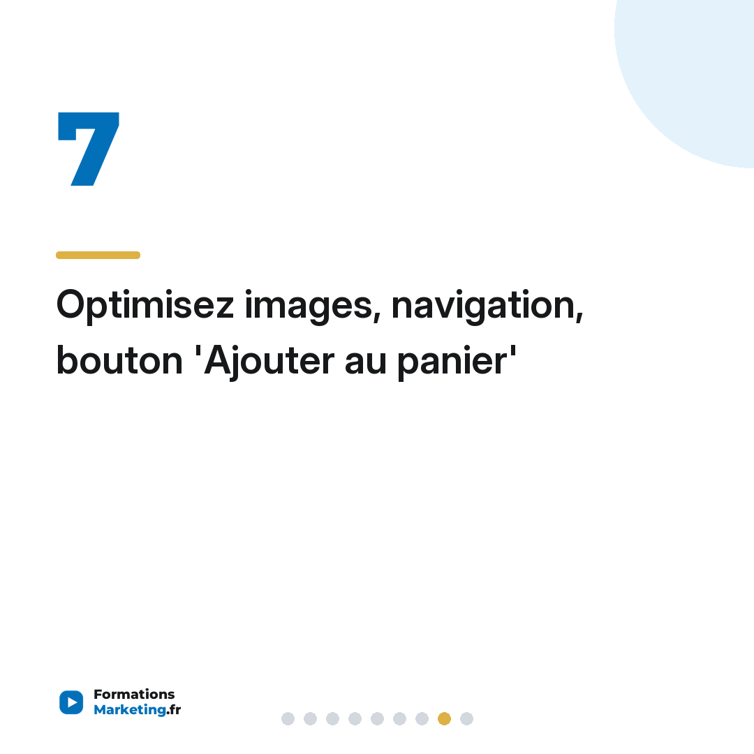 Optimisez images, navigation, bouton 'Ajouter au panier'