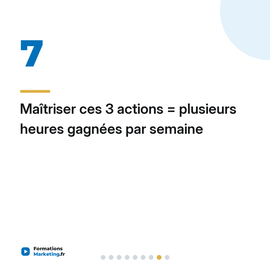 Maîtriser ces 3 actions = plusieurs heures gagnées par semaine