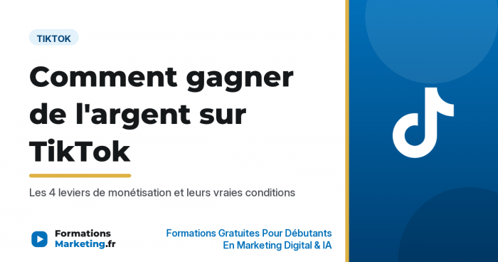 Comment gagner de l'argent sur TikTok, les 4 leviers de monétisation - formationsmarketing.fr