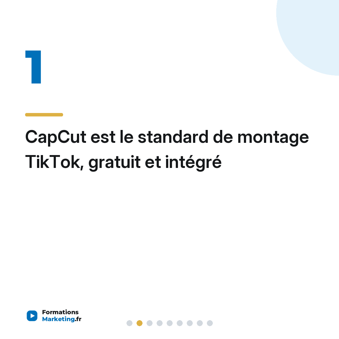 CapCut est le standard de montage TikTok, gratuit et intégré