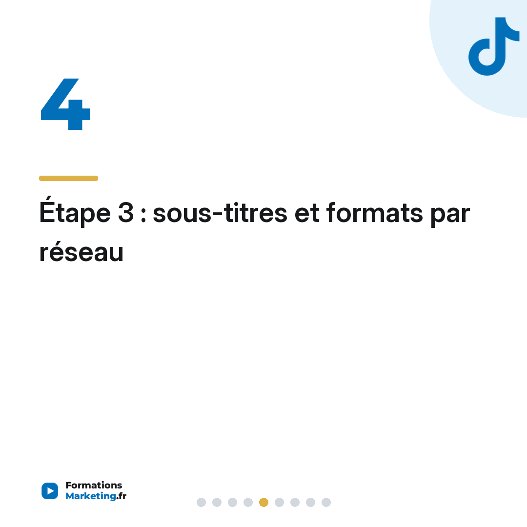 Étape 3 : sous-titres et formats par réseau
