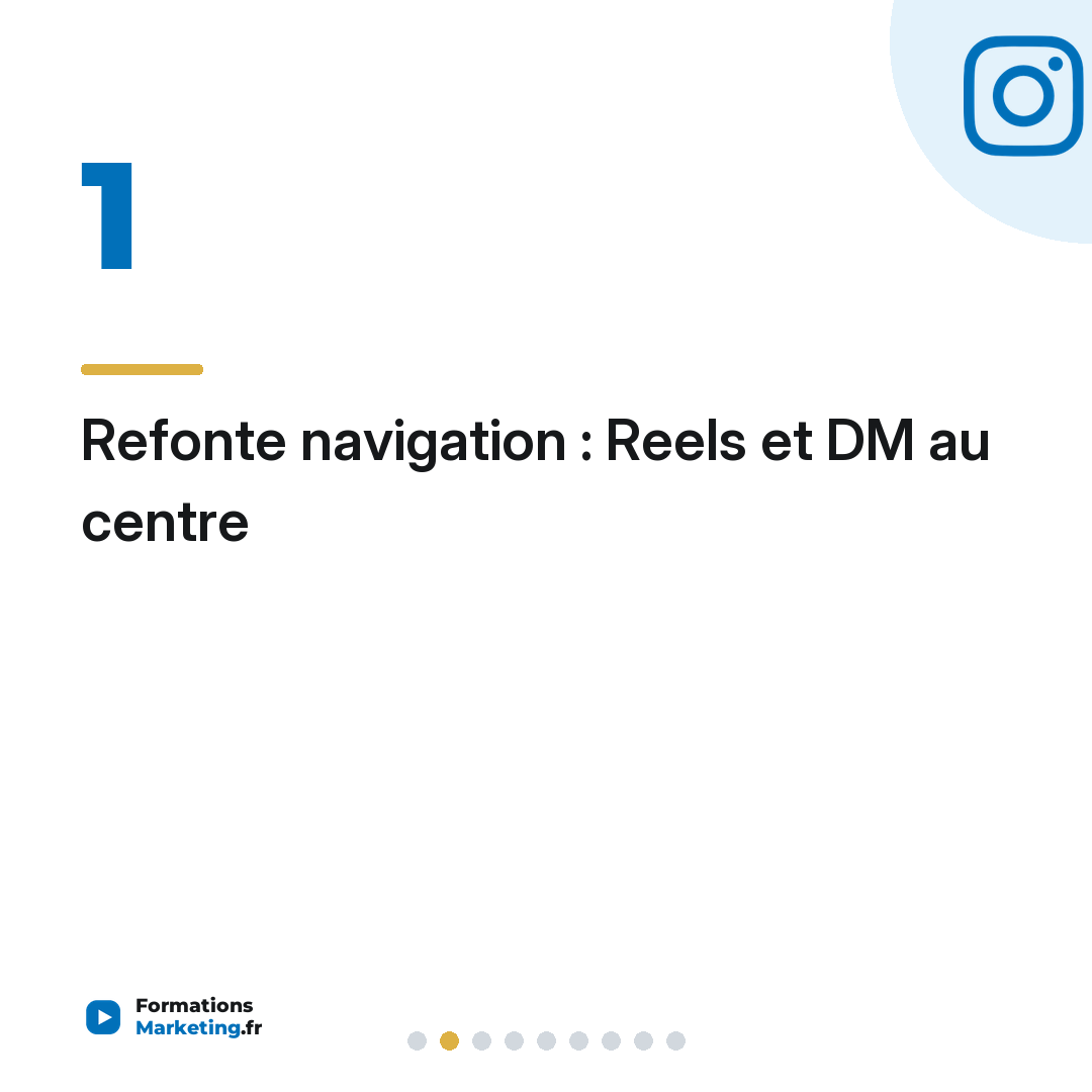 Refonte navigation : Reels et DM au centre
