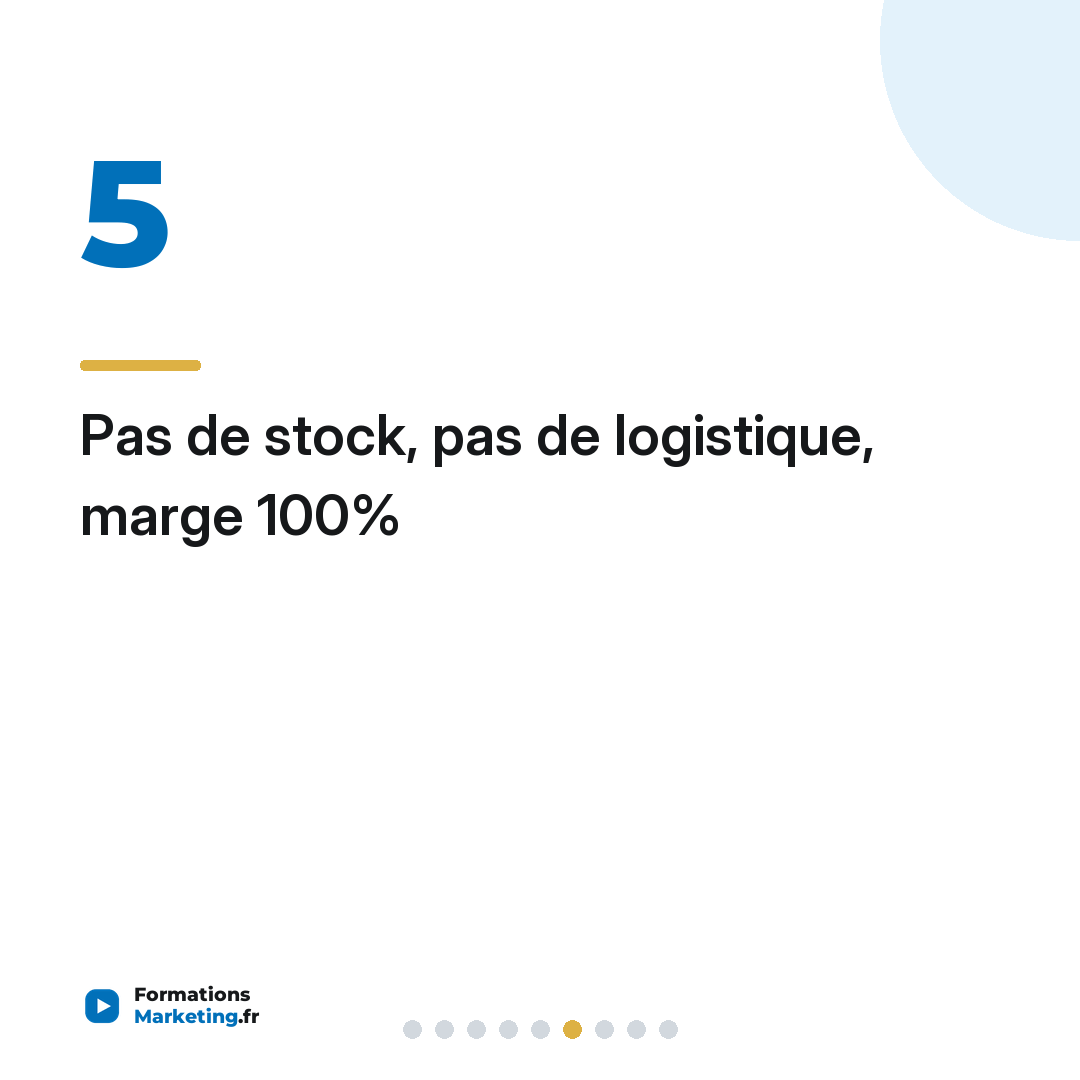 Pas de stock, pas de logistique, marge 100%