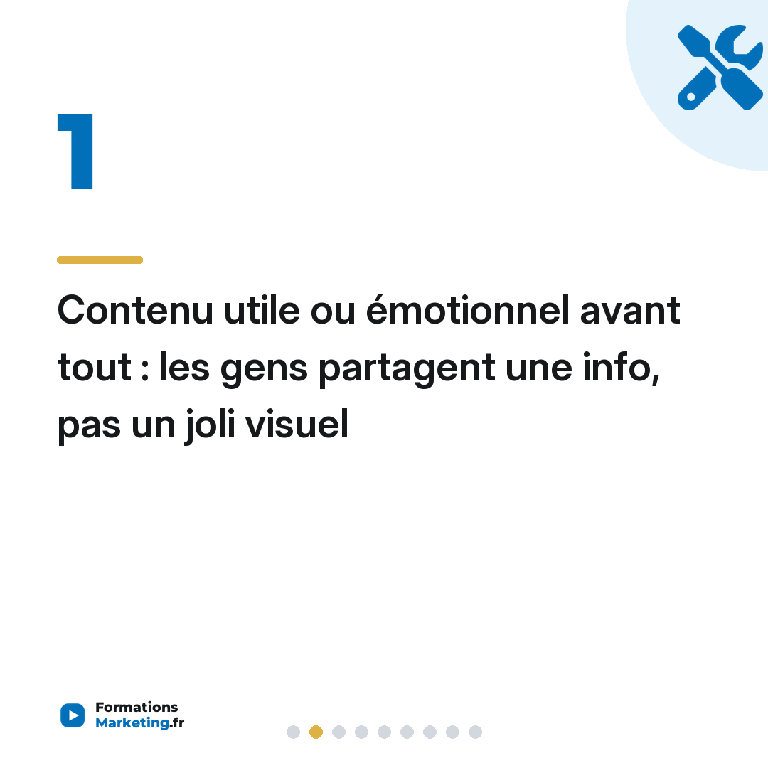 Contenu utile ou émotionnel avant tout : les gens partagent une info, pas un joli visuel