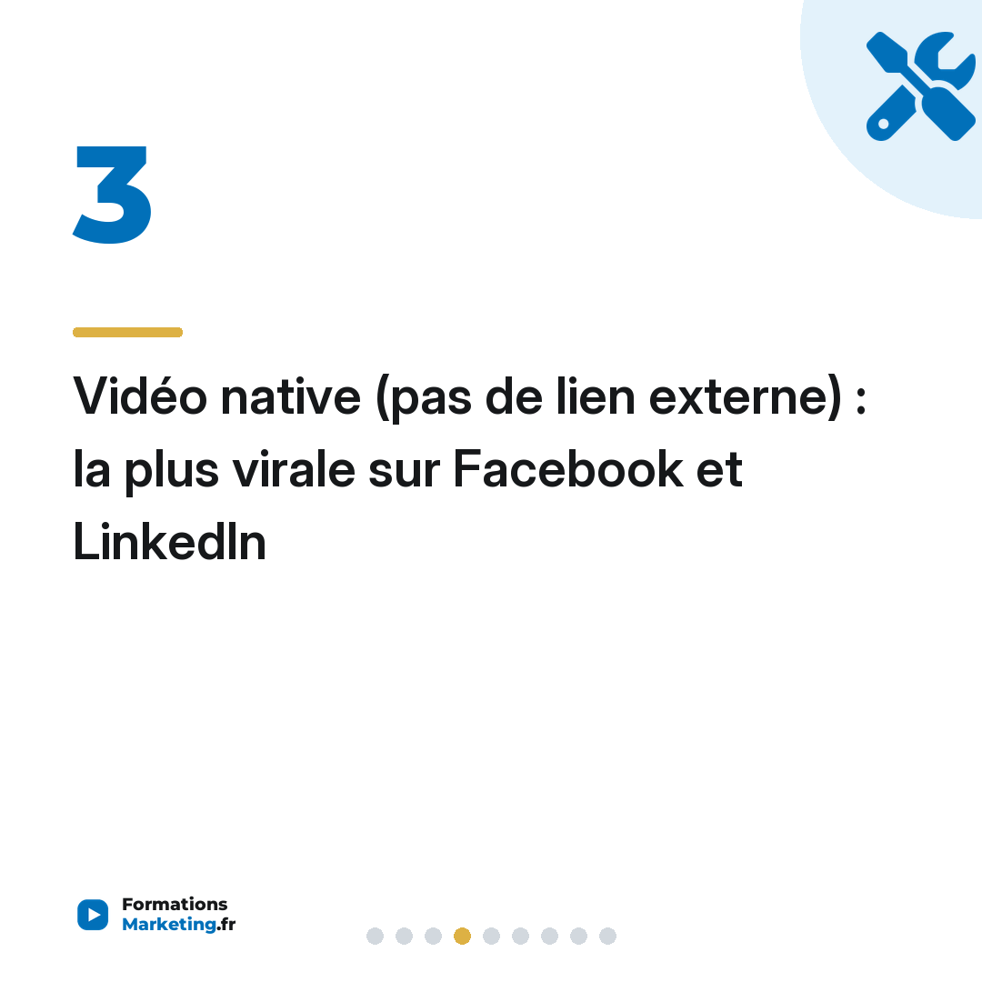 Vidéo native (pas de lien externe) : la plus virale sur Facebook et LinkedIn