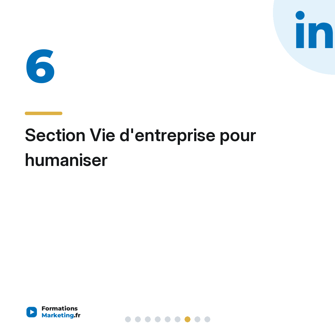 Section Vie d'entreprise pour humaniser