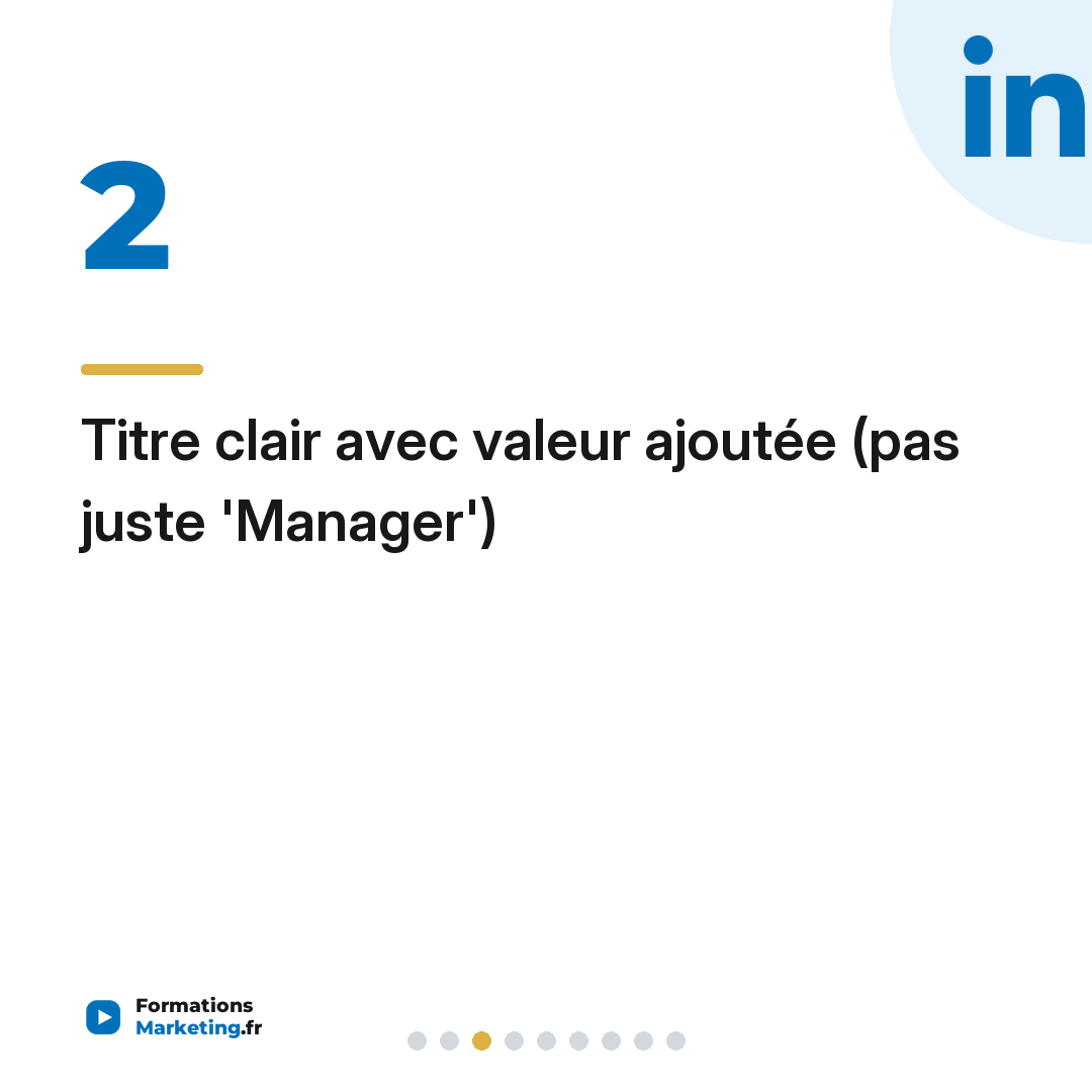 Titre clair avec valeur ajoutée (pas juste 'Manager')