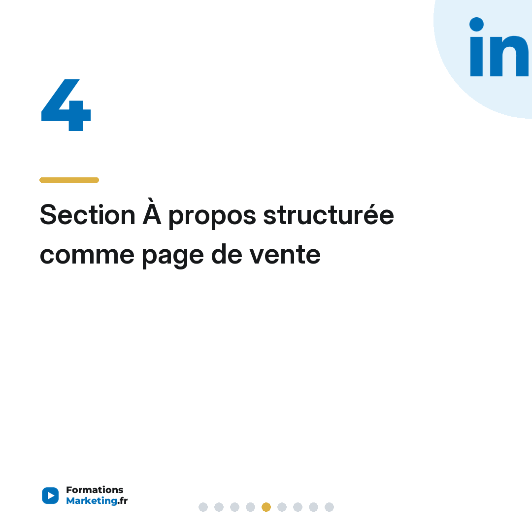 Section À propos structurée comme page de vente