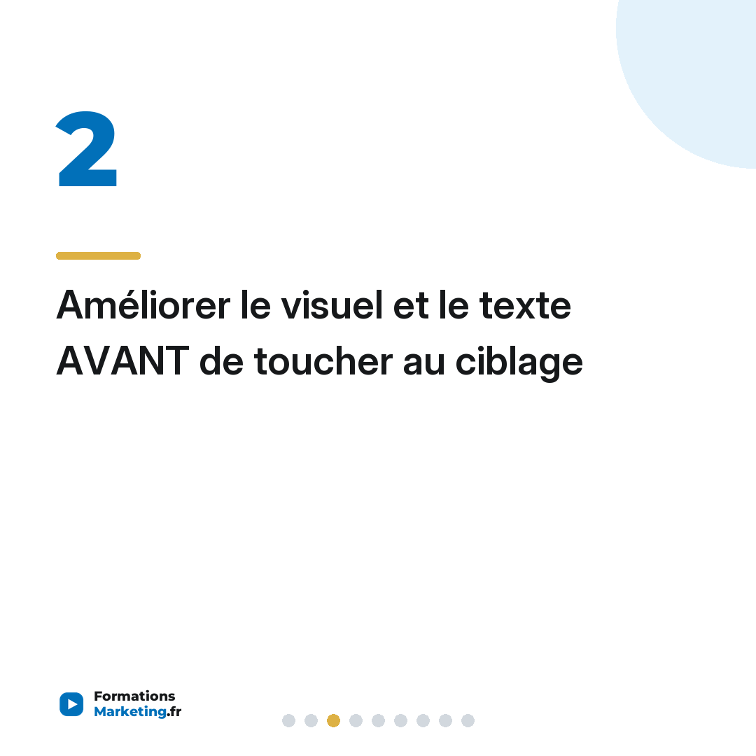 Améliorer le visuel et le texte AVANT de toucher au ciblage