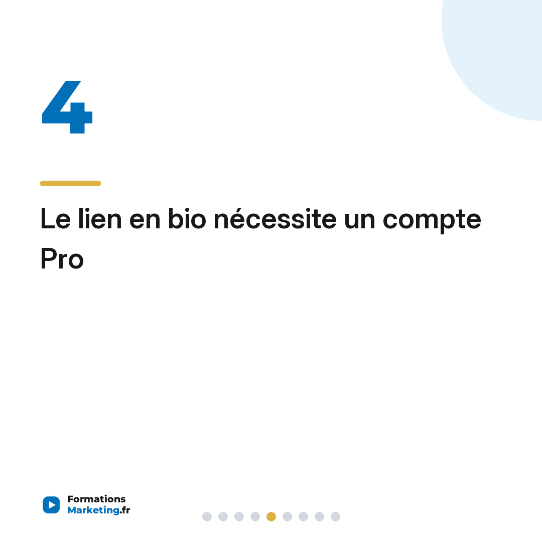Le lien en bio nécessite un compte Pro