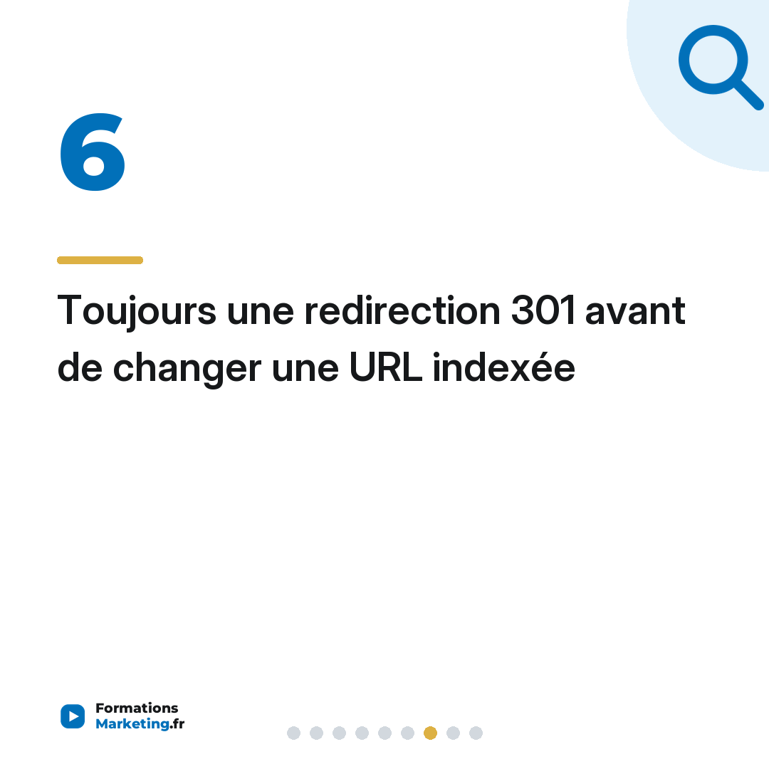 Toujours une redirection 301 avant de changer une URL indexée