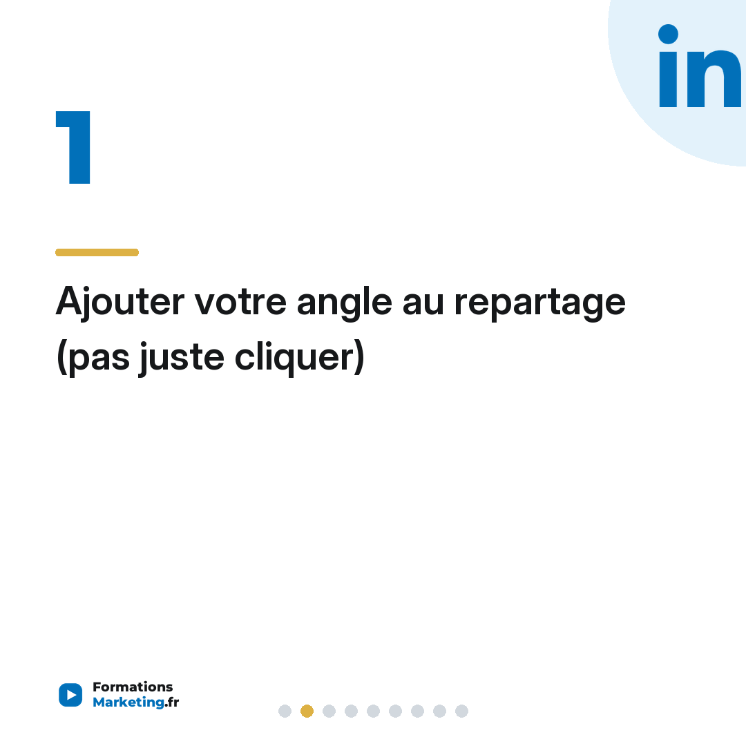 Ajouter votre angle au repartage (pas juste cliquer)