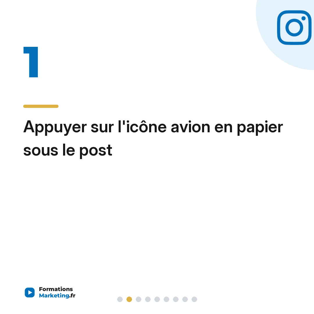 Appuyer sur l'icône avion en papier sous le post