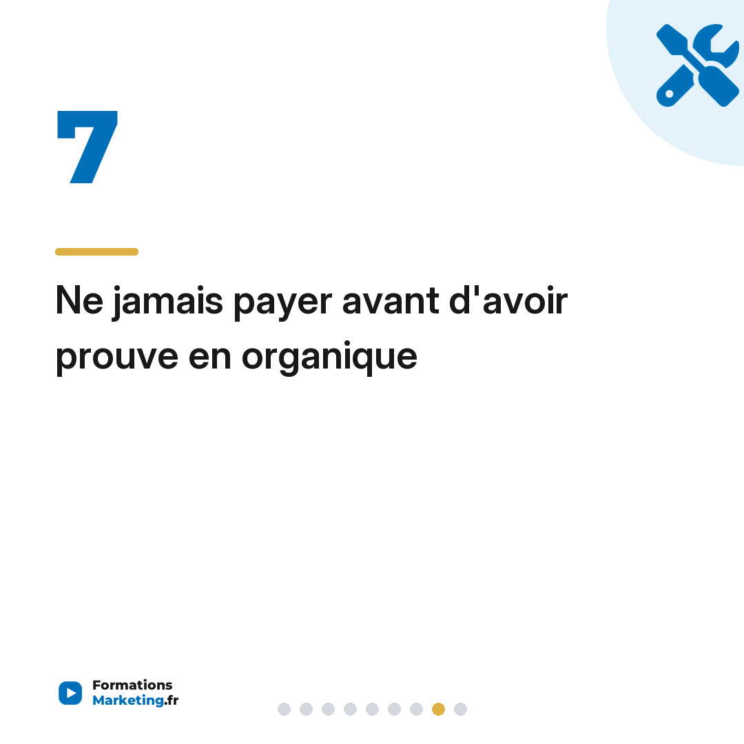 Ne jamais payer avant d'avoir prouve en organique