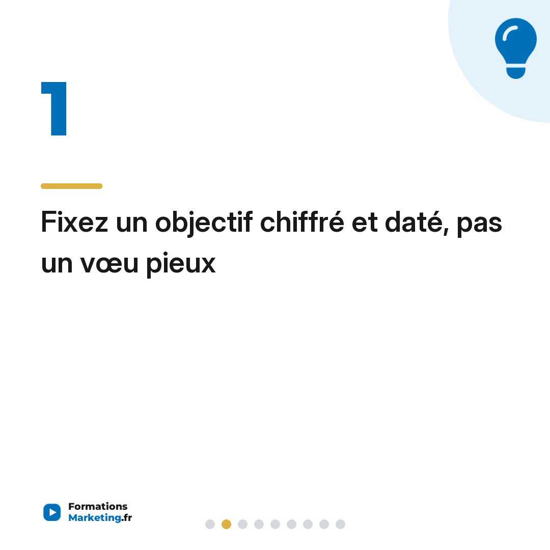 Fixez un objectif chiffré et daté, pas un vœu pieux