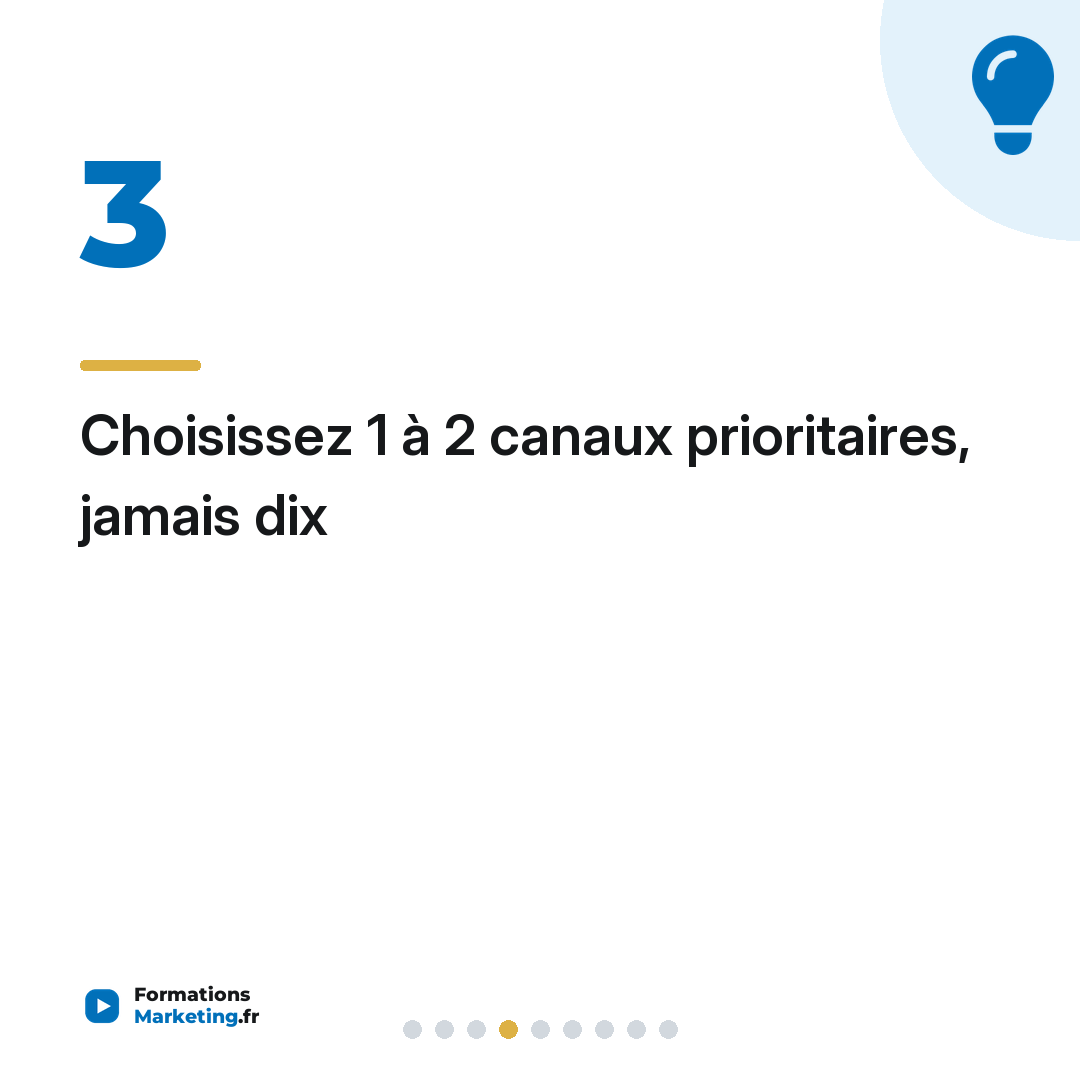 Choisissez 1 à 2 canaux prioritaires, jamais dix
