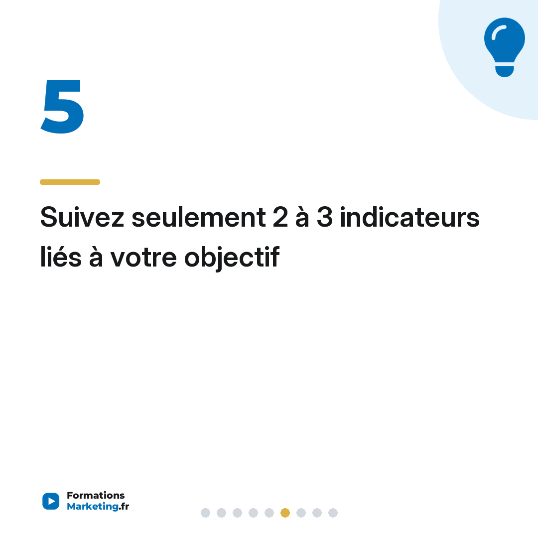 Suivez seulement 2 à 3 indicateurs liés à votre objectif