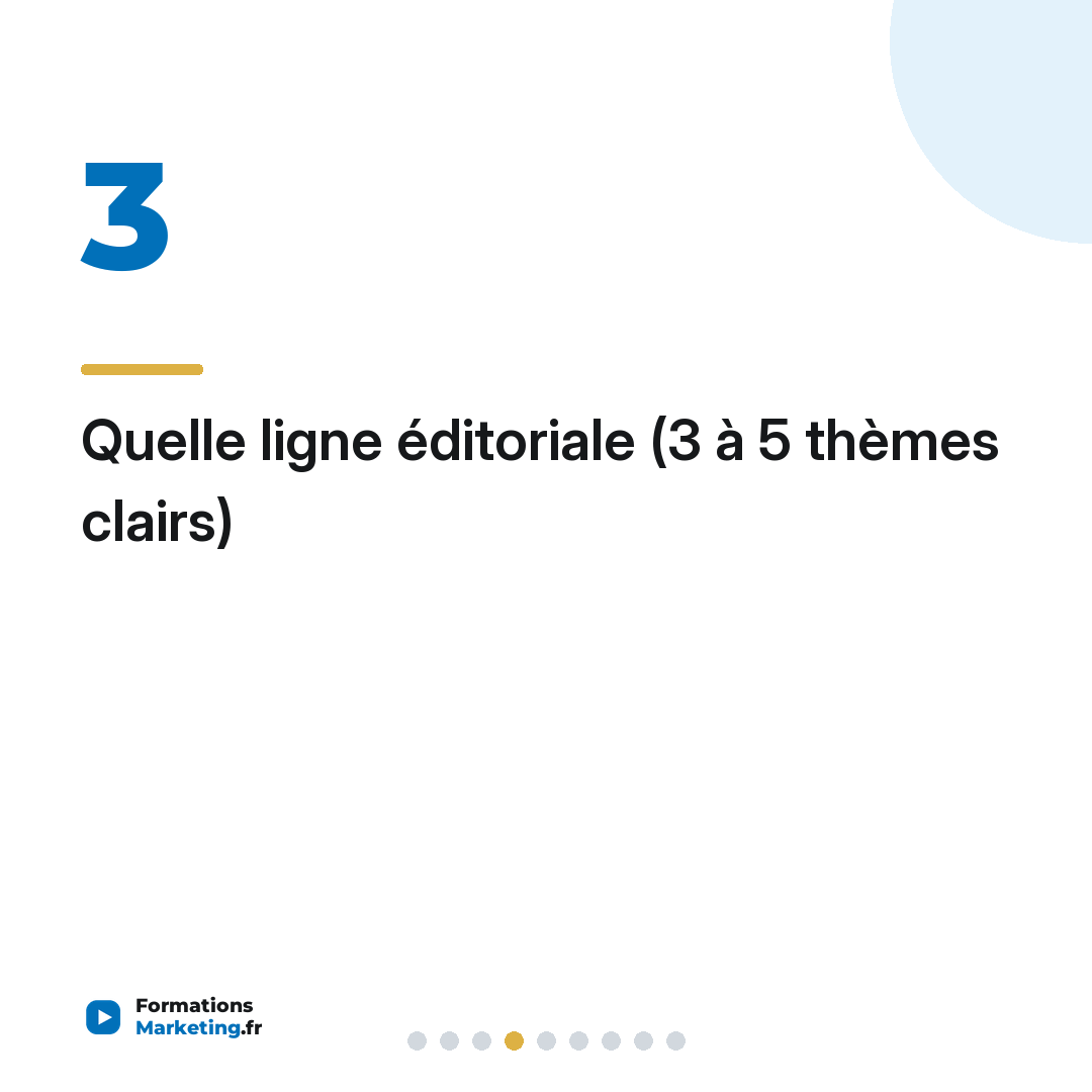 Quelle ligne éditoriale (3 à 5 thèmes clairs)