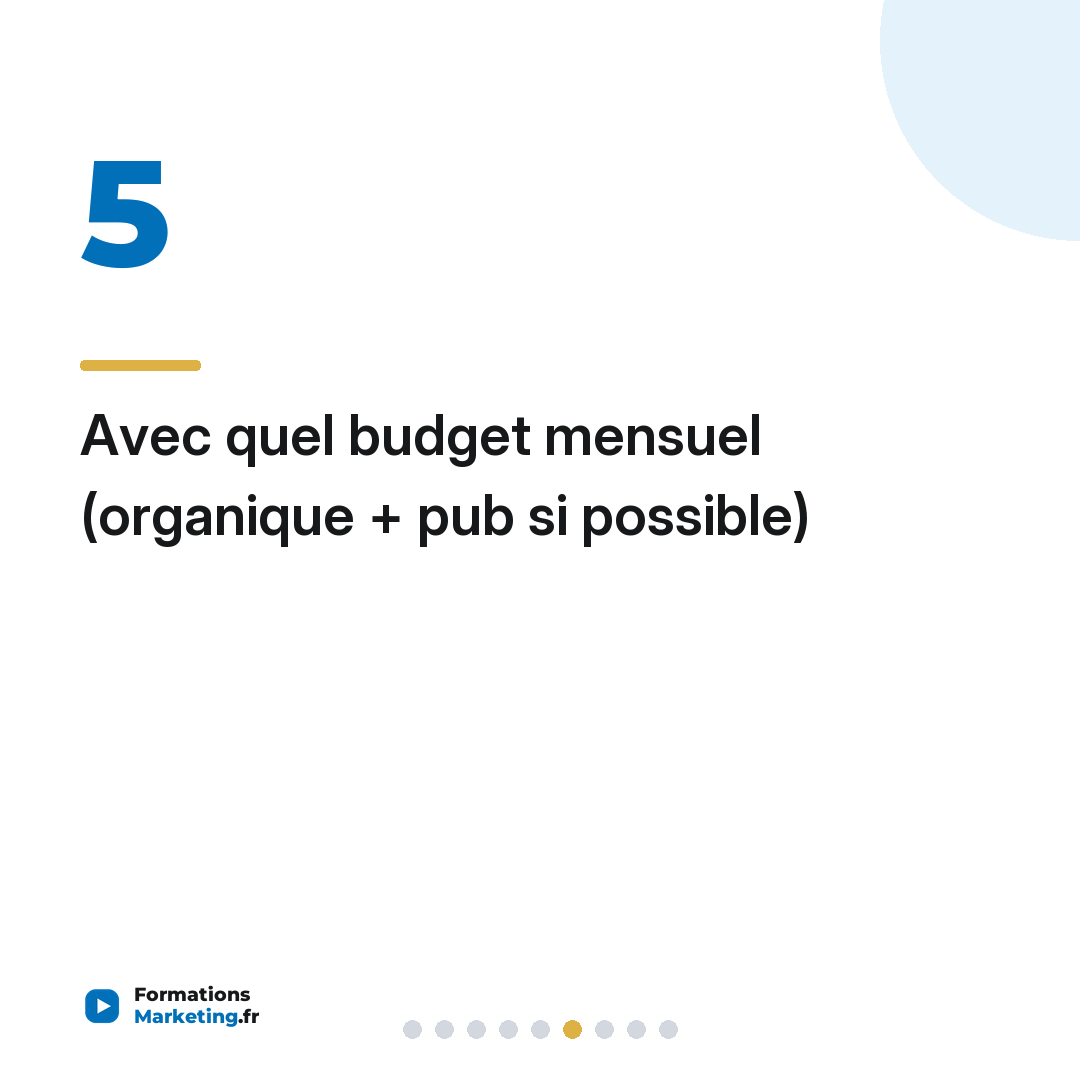 Avec quel budget mensuel (organique + pub si possible)