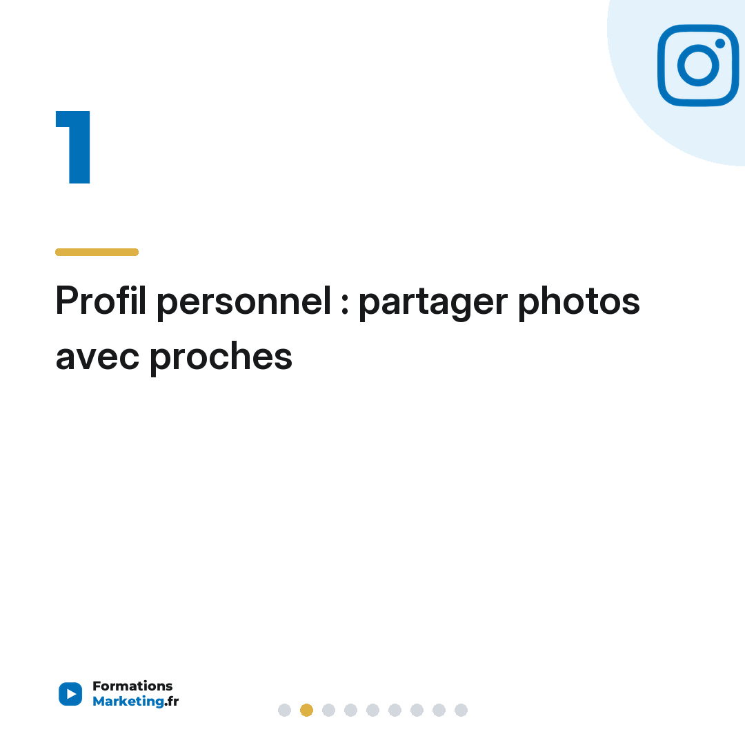 Profil personnel : partager photos avec proches