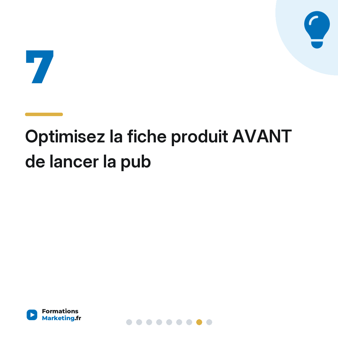 Optimisez la fiche produit AVANT de lancer la pub